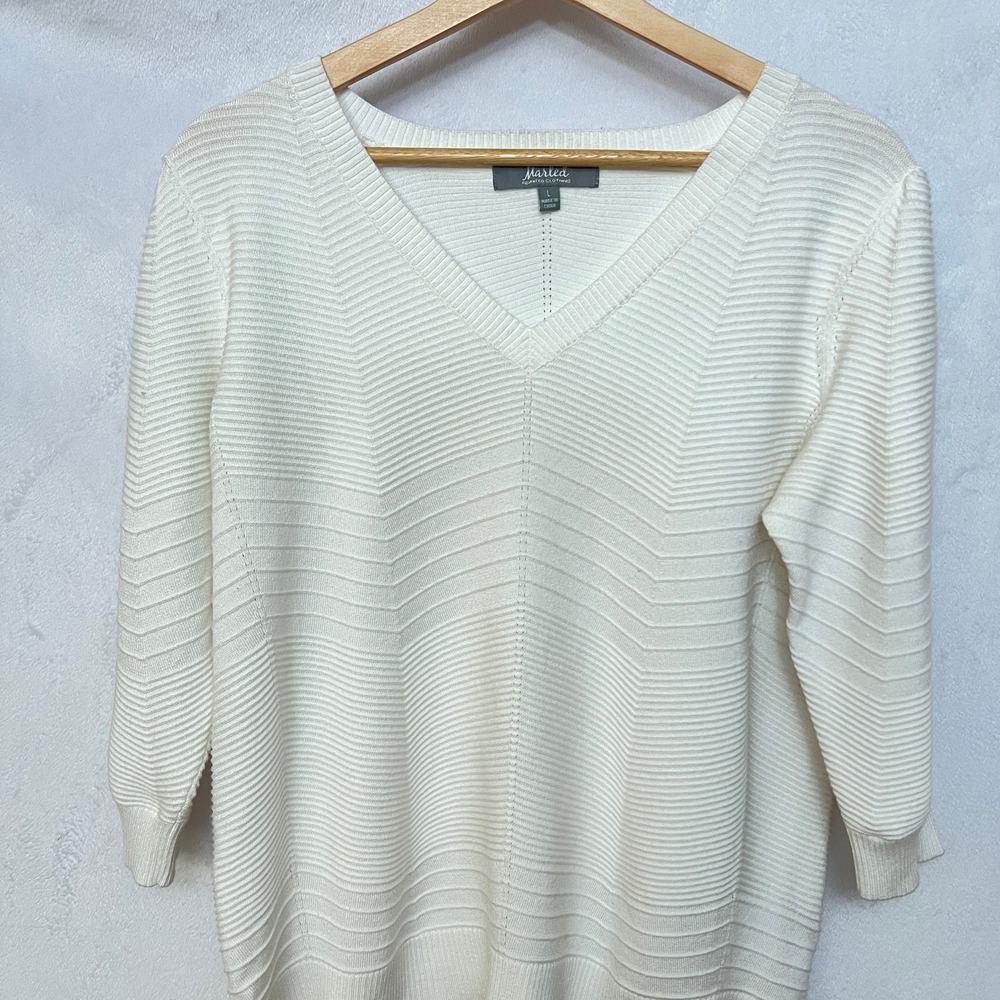 Marled Reunited Sweater Cozy Cabincore V-Neck Textured Knit Pullover Angelcore